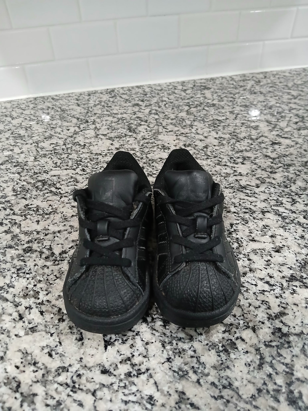 adidas Black Toddler Lace-Up Sneakers with Shell Toe
